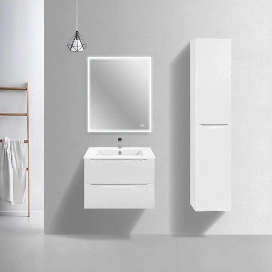 Тумба под керамическую раковину Mia Slim 700 подвесная, 2 выкатных ящика soft close, G.White