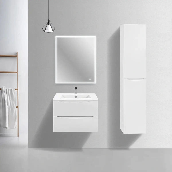 Тумба под керамическую раковину Mia Slim 700 подвесная, 2 выкатных ящика soft close, G.White