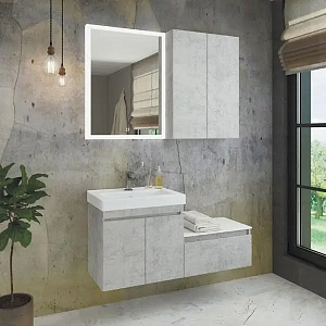 Подвесная тумба с раковиной Comforty Осло 60 бетон светлый 00-00000835CF
