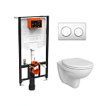 Инсталляция с унитазом VITRA S10 9842B003-7206 кнопка хром