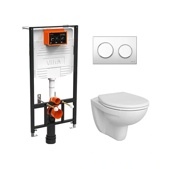 Инсталляция с унитазом VITRA S10 9842B003-7206 кнопка хром