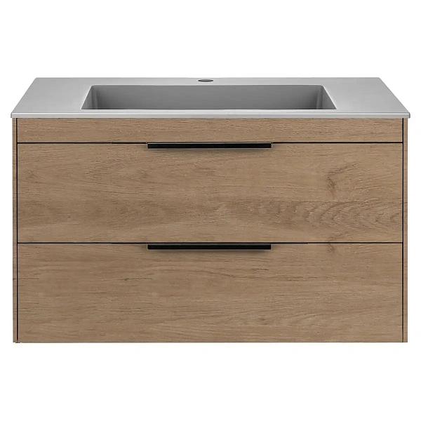 Тумба под раковину Vincea Chiara 2D 800 подвесная, 2 выкатных ящика soft-close, N.Oak