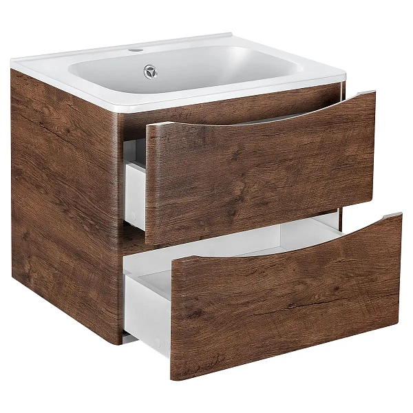 Тумба под раковину Vincea Paola 600 подвесная, 2 выкатных ящика soft close, R.Wood