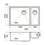 Omoikiri Taki 69-2-U/IF-GB-L Side нерж.сталь/графит