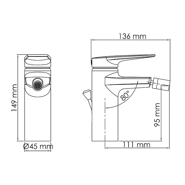 Смеситель для биде WasserKRAFT Lopau 3206