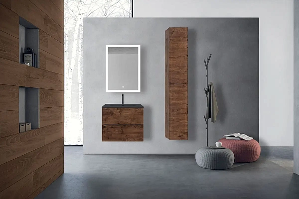 Тумба под керамическую раковину Mia 600 подвесная, 2 выкатных ящика soft close, R.Wood