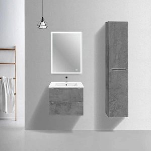 Тумба под керамическую раковину Mia Slim 600 подвесная, 2 выкатных ящика soft close, Beton