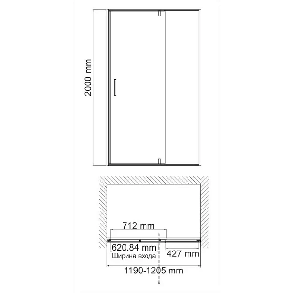 Душевая дверь WasserKRAFT Neime 120х200 см 19P05