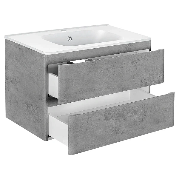 Тумба под раковину Vincea Vico 800 подвесная, 2 выкатных ящика soft close, Beton