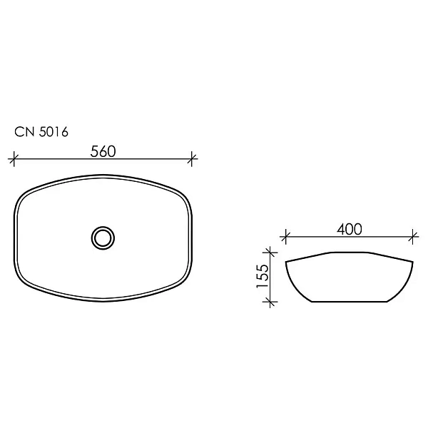 Накладная раковина Ceramica Nova Element CN5016, 56 см