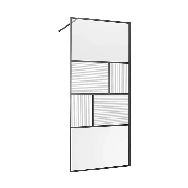 Душевая перегородка Vincea Walk-In VSW-1HC100CFGM, 1000*2000, вороненая сталь, стекло прозрачное/рифленое