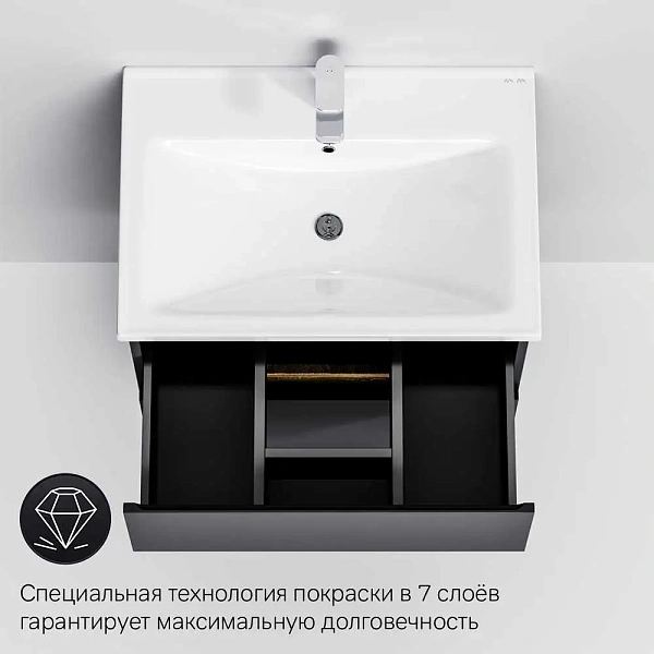 M85AFHX0652BM X-Joy, База под раковину, подвесная, 65 см, 2 ящика, черный матовый