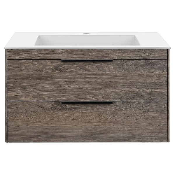 Тумба под раковину Vincea Chiara 2D 800 подвесная, 2 выкатных ящика soft-close, R.Oak