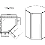 Душевой уголок Vincea Penta VSP-3P900CLB, 900*900, черный, стекло прозрачное