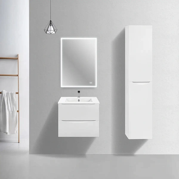 Тумба под керамическую раковину Mia Slim 600 подвесная, 2 выкатных ящика soft close, G.White