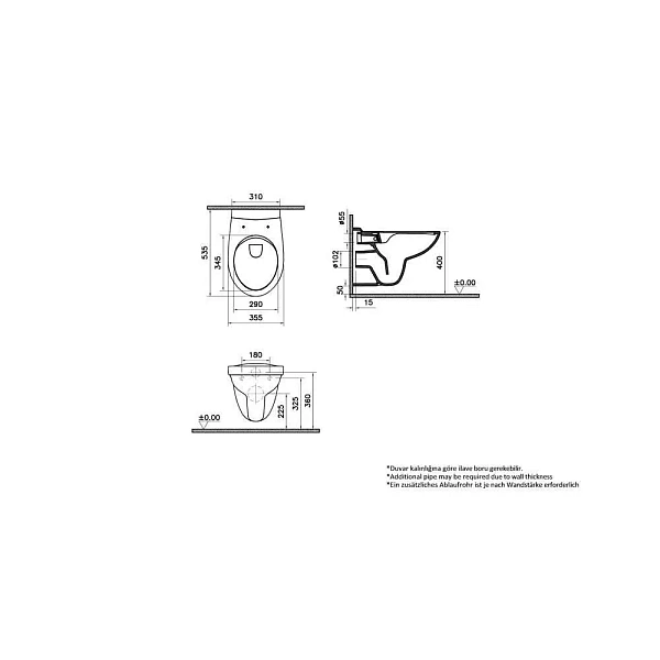 Унитаз подвесной VITRA S10 7855B003-0075 безободковый