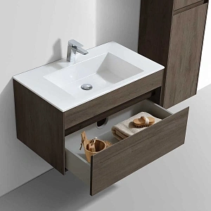 Тумба под раковину Vincea Chiara 800 подвесная, 1 выкатной ящик soft-close, R.Oak