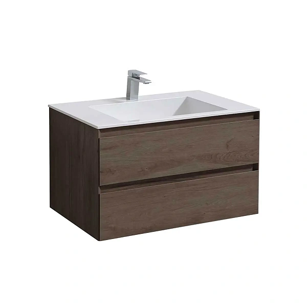 Тумба под раковину Vincea Luka 800 подвесная, 2 выкатных ящика soft-close, R.Oak