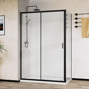 Душевой уголок Vincea City VSR-5CT9012CLB, 1200*900, черный, стекло прозрачное