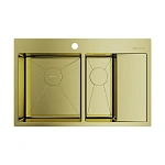 Omoikiri Akisame 78-2-LG-L нерж.сталь/светлое золото