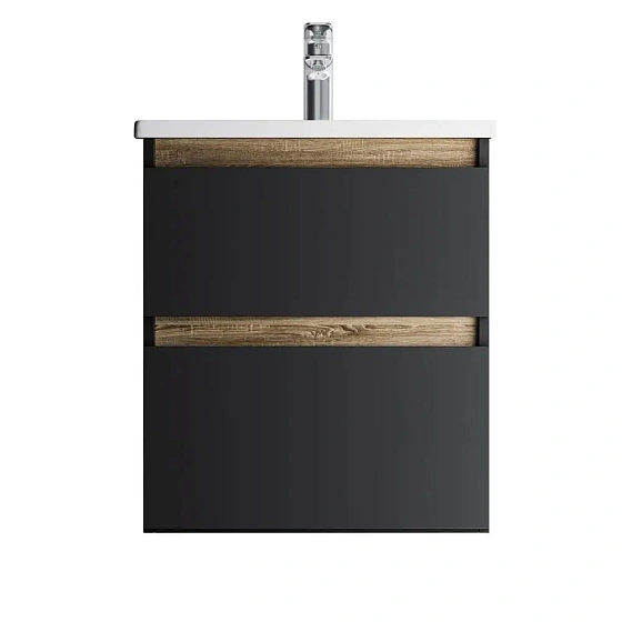 M85AFHX0552BM X-Joy, База под раковину, подвесная, 55 см, 2 ящика, черный матовый