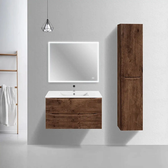 Тумба под керамическую раковину Mia Slim 900 подвесная, 2 выкатных ящика soft close, R.Wood