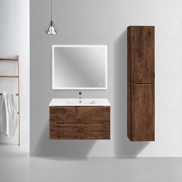 Тумба под керамическую раковину Mia Slim 900 подвесная, 2 выкатных ящика soft close, R.Wood