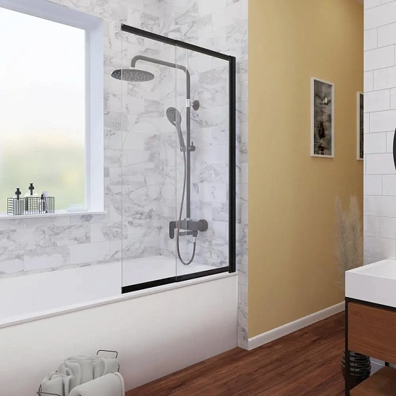 Стеклянная шторка для ванны WasserKRAFT Dill 100х140 см 61S02-100 Wassershutz