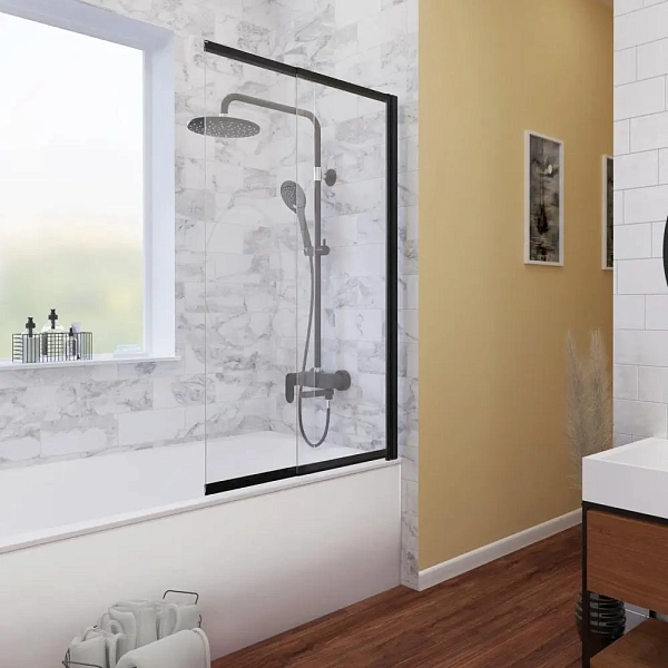 Стеклянная шторка для ванны WasserKRAFT Dill 100х140 см 61S02-100 Wassershutz