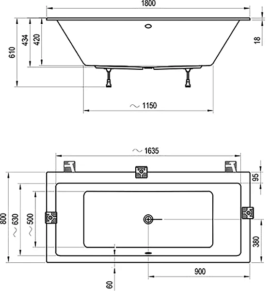 Акриловая ванна Ravak Formy 01 Slim 180x80, C881300000