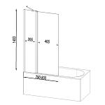 Стеклянная шторка для ванны AM.PM Gem 80х140 см, W90BS-D3W5-140CT