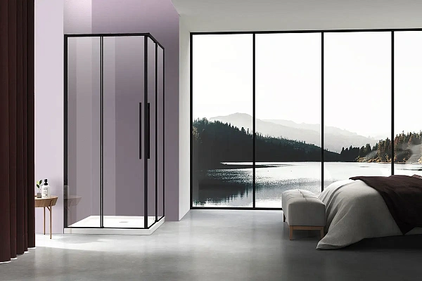 Душевой уголок Vincea Slim-N VSS-4SN9010CLB, 1000*900, черный, стекло прозрачное