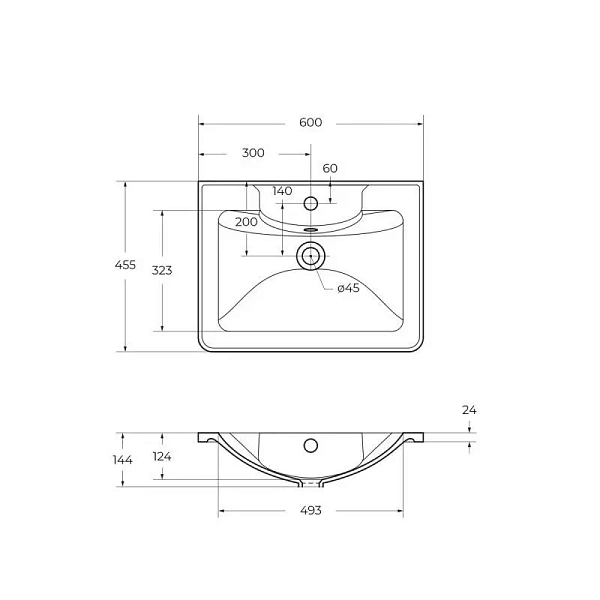 Раковина из литьевого мрамора BelBagno BB600/455-LV-MR-ALR, 60 см
