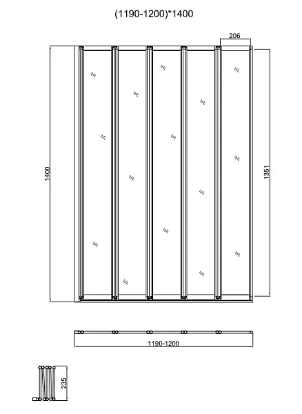 Душевая шторка на ванну Vincea VSB-32120CL, 1200*1400, хром, стекло прозрачное