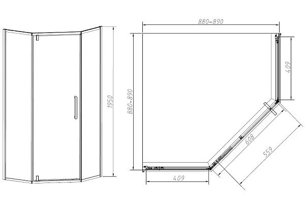 Душевой уголок Vincea Slim-N VSP-4SN900CL, 900*900, хром, стекло прозрачное