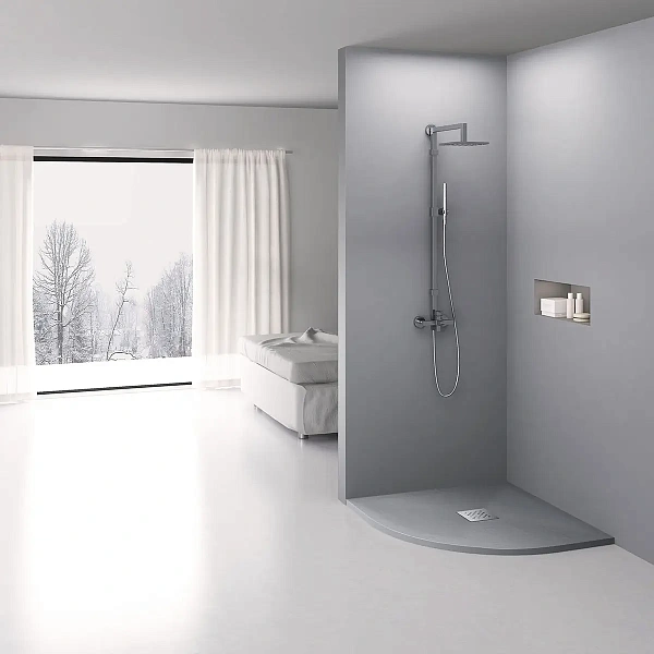 Поддон для душа из искусственного камня Vincea VST-4SQ9090G, 900*900*25, серый