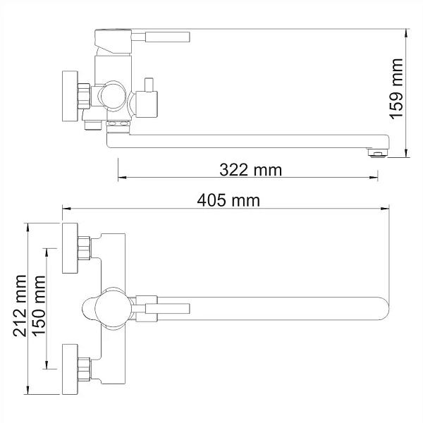 Смеситель для ванны с длинным изливом WasserKRAFT Main 4102L с душем