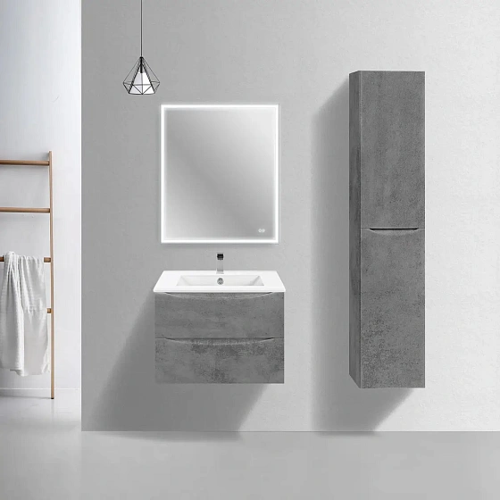Тумба под керамическую раковину Mia Slim 700 подвесная, 2 выкатных ящика soft close, Beton