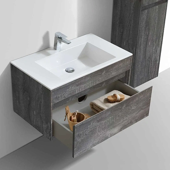 Тумба под раковину Vincea Chiara 800 подвесная, 1 выкатной ящик soft-close, G.Stone