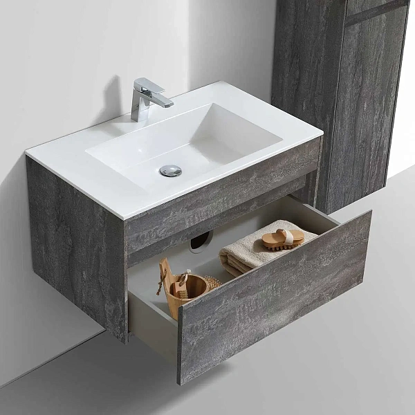 Тумба под раковину Vincea Chiara 800 подвесная, 1 выкатной ящик soft-close, G.Stone