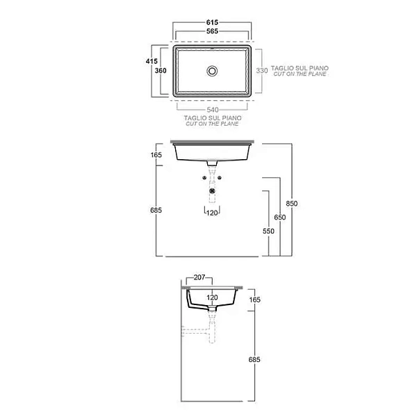Интегрированная раковина Simas Lavabi D’Arredo S60 bi 56.5 см