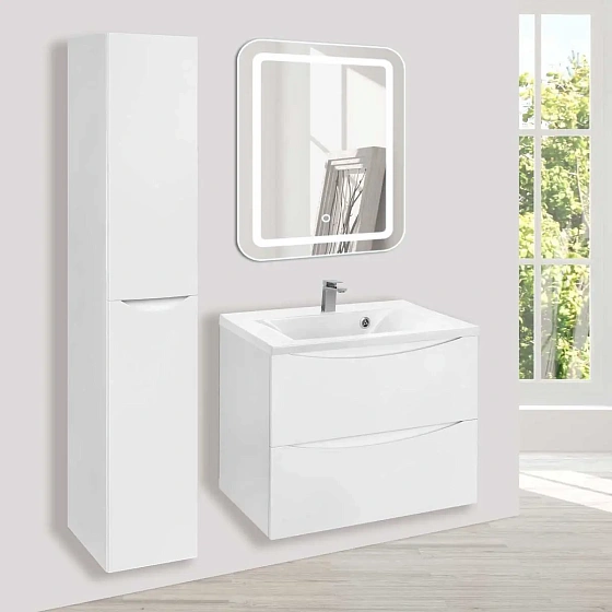 Тумба под раковину Vincea Mia 650 подвесная, 2 выкатных ящика soft close, G.White