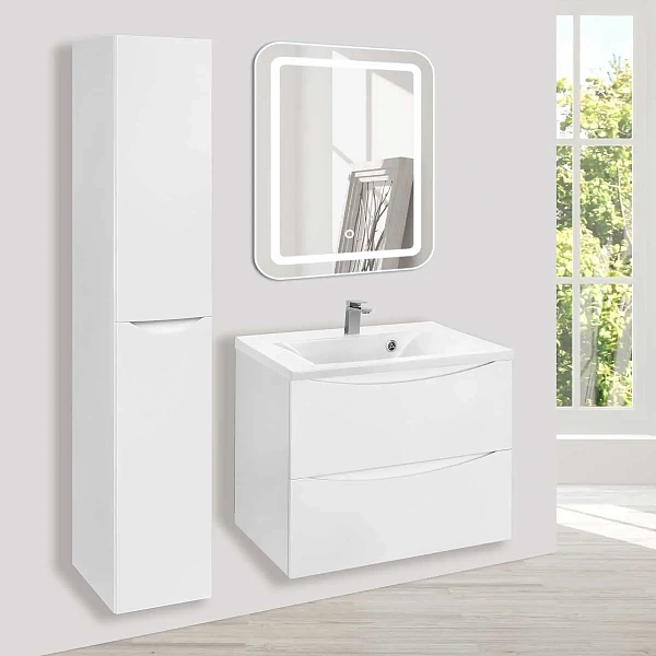 Тумба под раковину Vincea Mia 650 подвесная, 2 выкатных ящика soft close, G.White