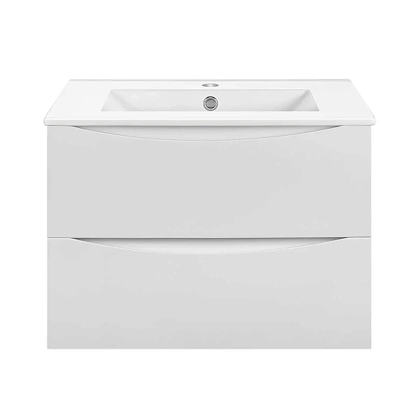 Тумба под керамическую раковину Mia Slim 600 подвесная, 2 выкатных ящика soft close, G.White