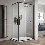 Душевой уголок Vincea Slim-U VSS-2SU900CLB, 900*900, м.черный, стекло прозрачное