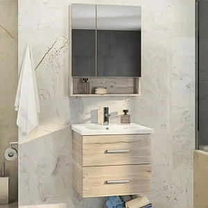 Подвесная тумба с раковиной Comforty Парма 60 дуб дымчатый 00004143490CF