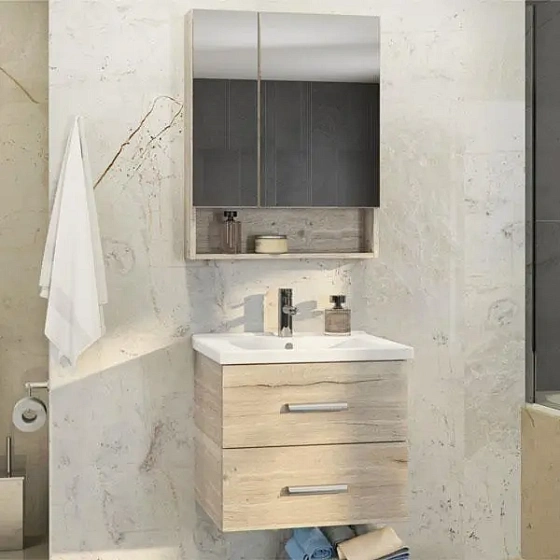 Подвесная тумба с раковиной Comforty Парма 60 дуб дымчатый 00004143490CF
