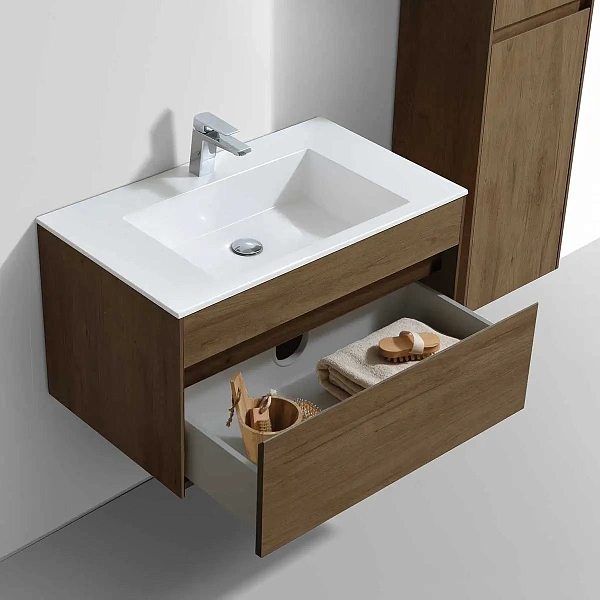Тумба под раковину Vincea Chiara 800 подвесная, 1 выкатной ящик soft-close, T.Oak