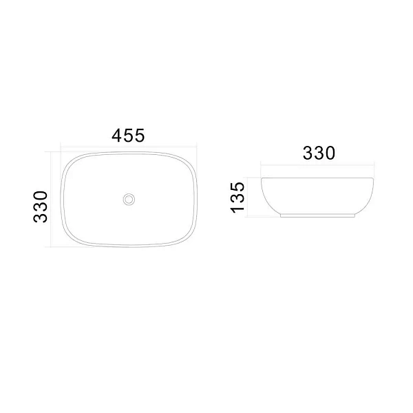 C8FC0X045GWRE Universal накладная раковина без базы под смес, 45 см, прямоугольник, бел глянц
