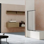 Душевая шторка на ванну Vincea VSB-1E100CLGM, 1000*1450, вороненая сталь, стекло прозрачное